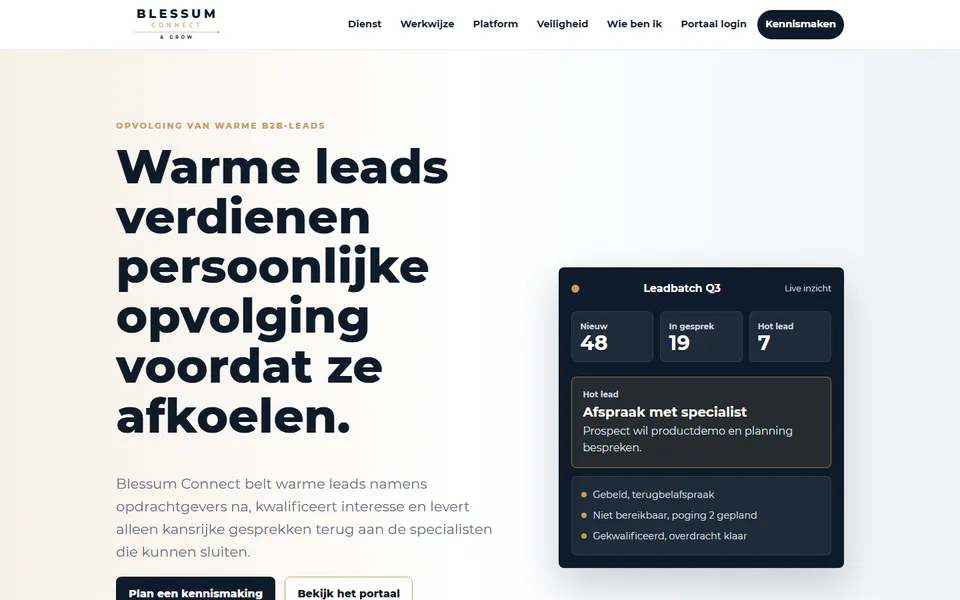 Voorvertoning van de homepage van blessumconnect.nl