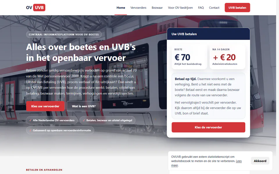 Voorvertoning van de homepage van ovuvb.nl