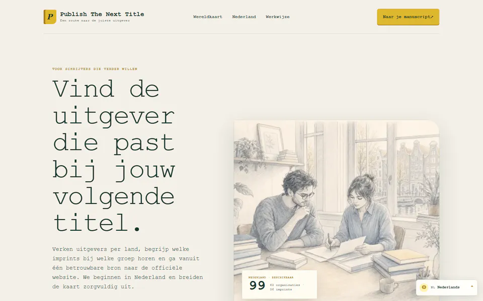 Voorvertoning van de homepage van publishthenexttitle.com